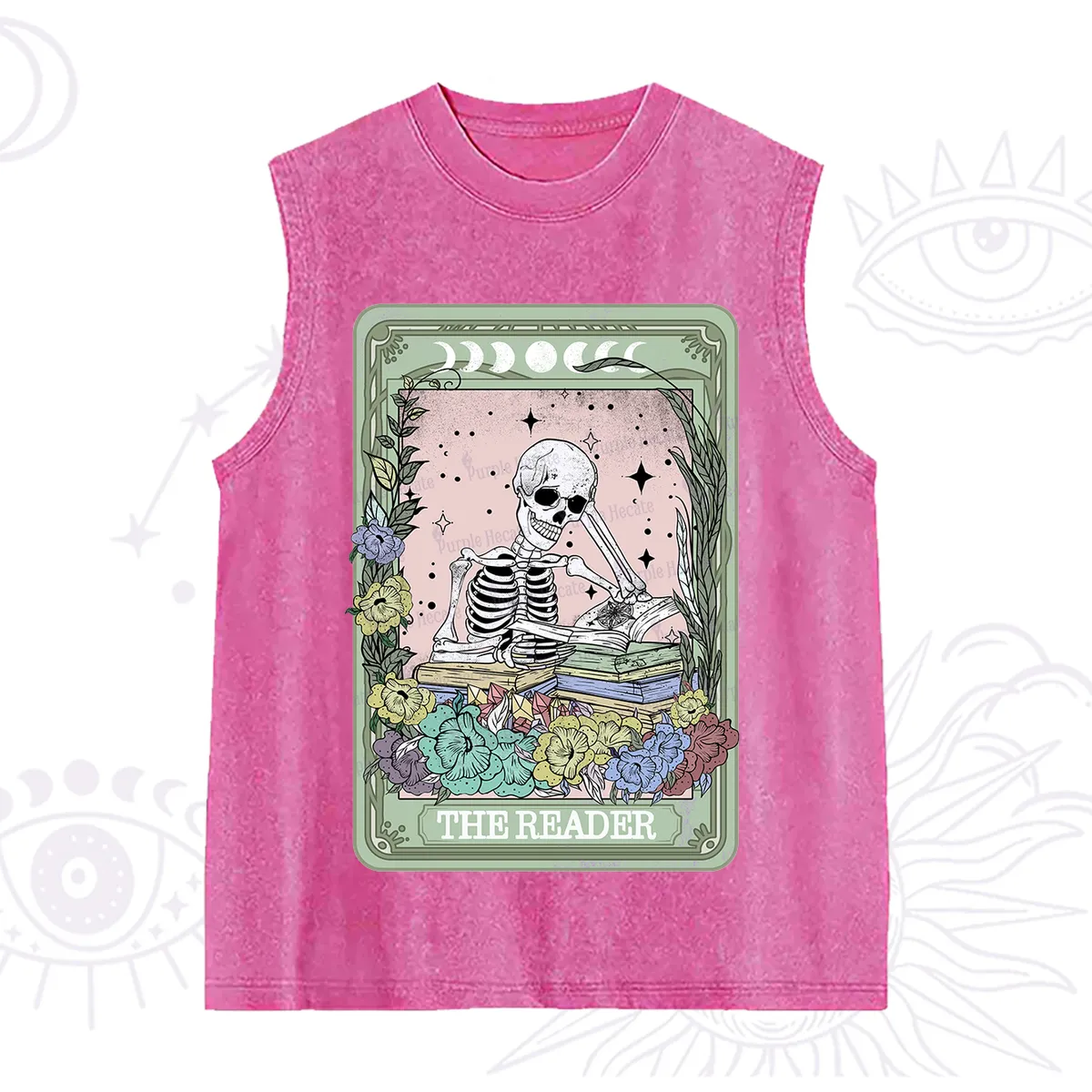 Purplehecate The Reader Bookworm Tarot Skeleton Washed Tank