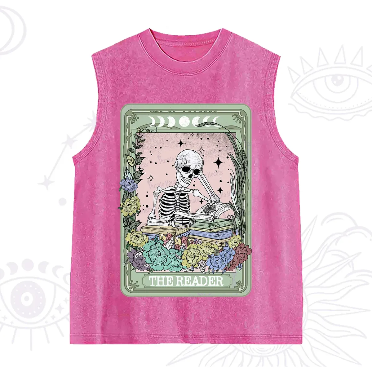 Purplehecate The Reader Bookworm Tarot Skeleton Washed Tank