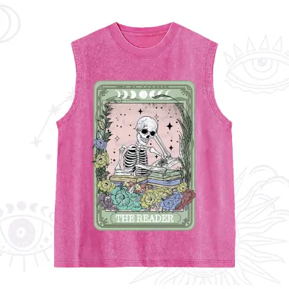 Purplehecate The Reader Bookworm Tarot Skeleton Washed Tank