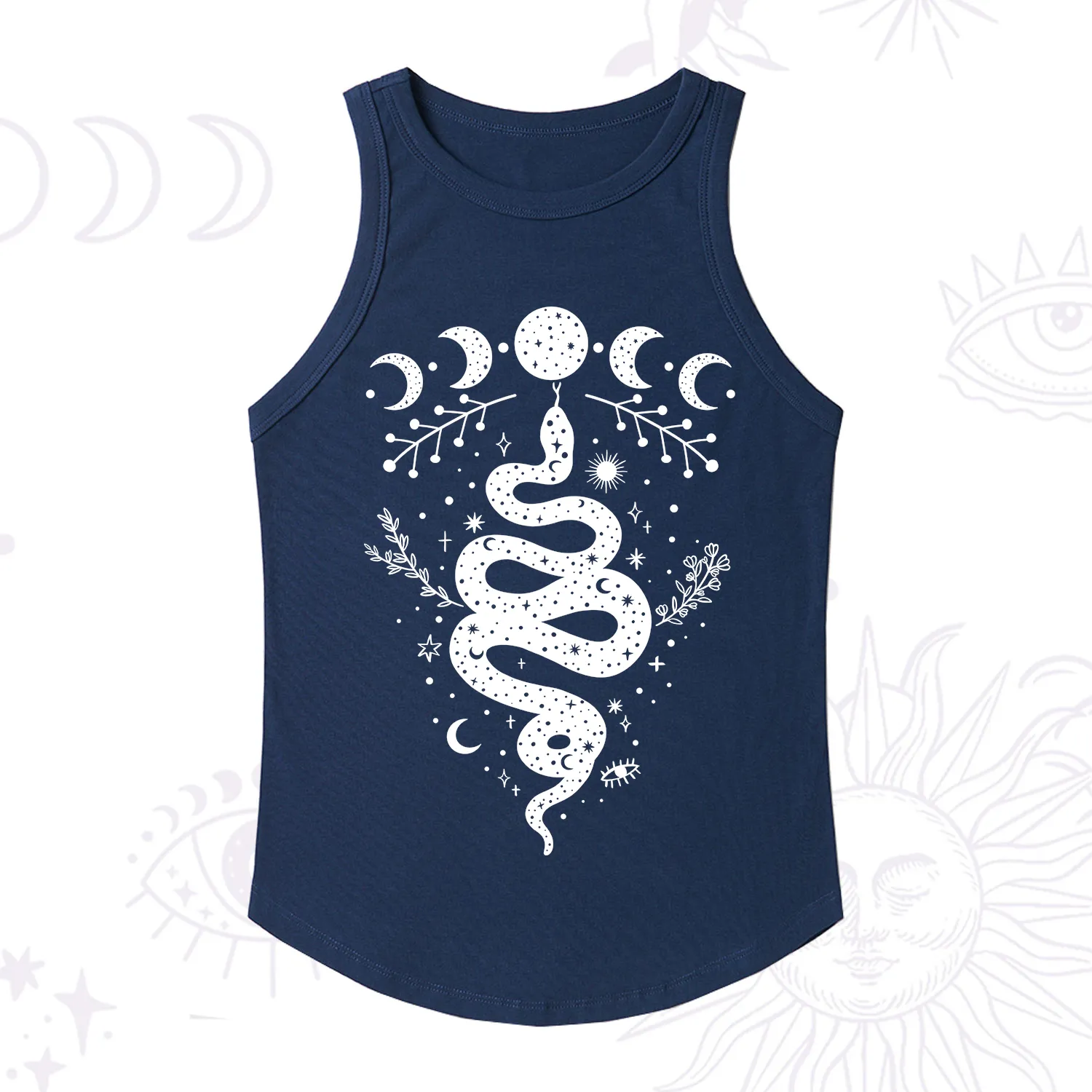 Purplehecate Snake And Moon Phase Comfort Ribbed Tank Top