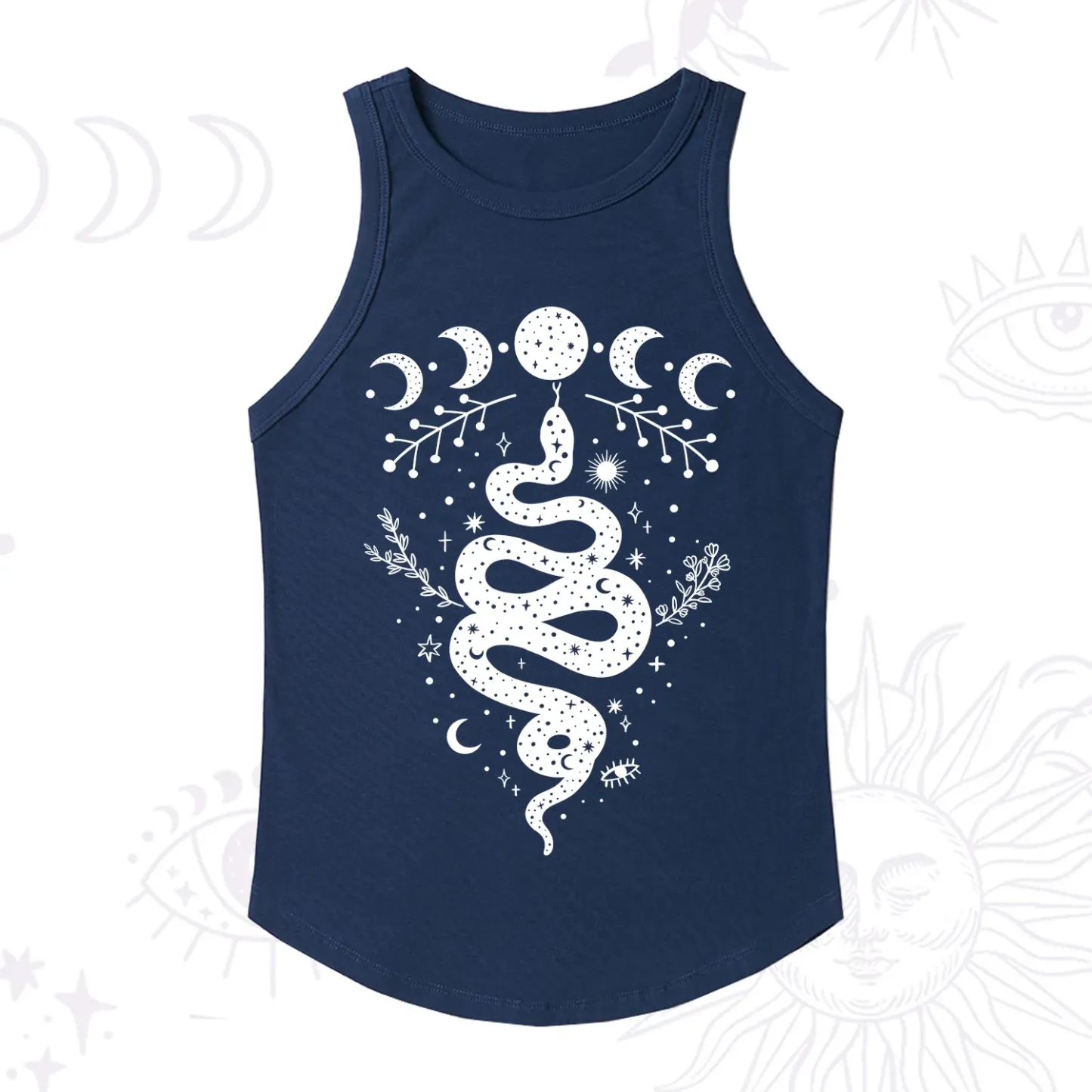 Purplehecate Snake And Moon Phase Comfort Ribbed Tank Top