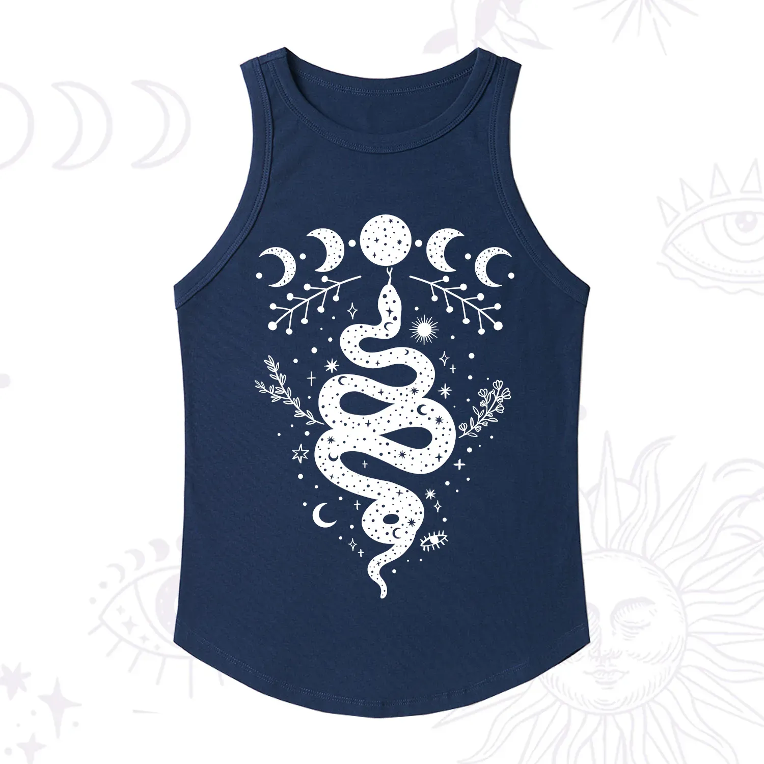 Purplehecate Snake And Moon Phase Comfort Ribbed Tank Top
