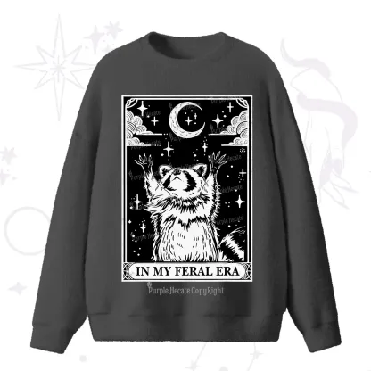 Purplehecate The In My Feral Era Oracle Card Fuzzy Ugly Sweater