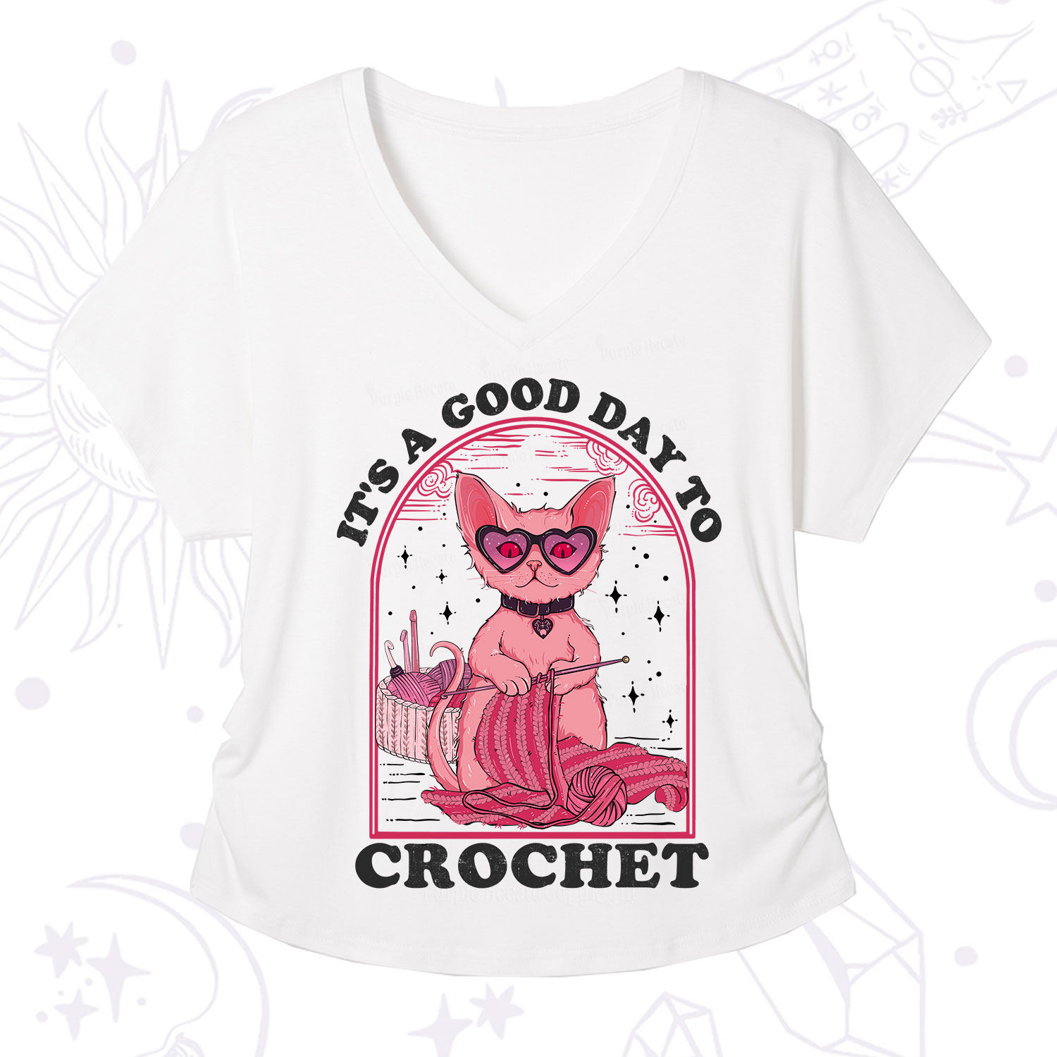Purplehecate It's A Good Day To Crochet V-Neck T-Shirt