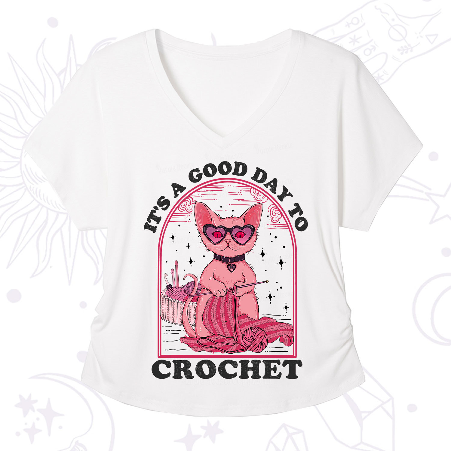 Purplehecate It's A Good Day To Crochet V-Neck T-Shirt
