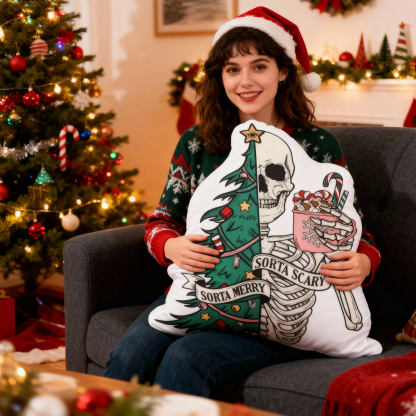 Purplehecate Sorta Merry Sorta Scary Christmas Pillow
