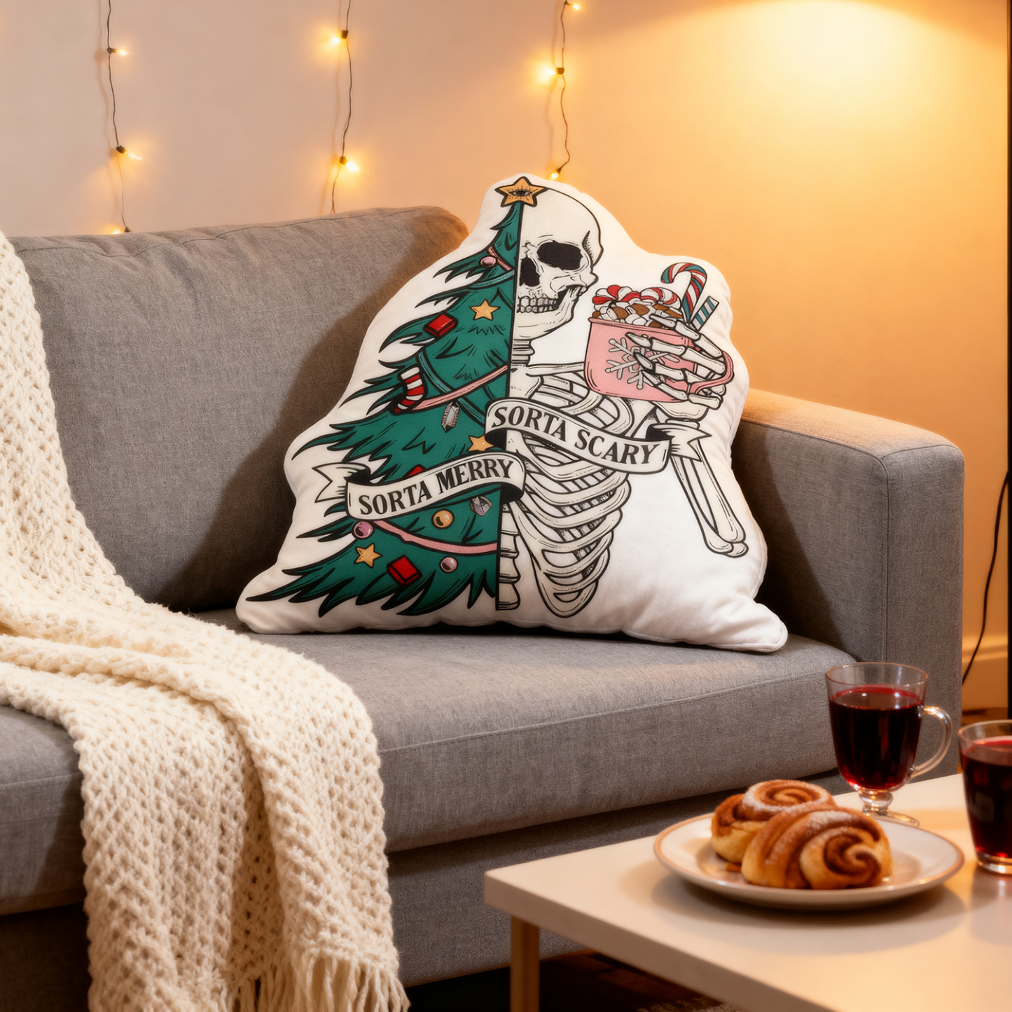 Purplehecate Sorta Merry Sorta Scary Christmas Pillow