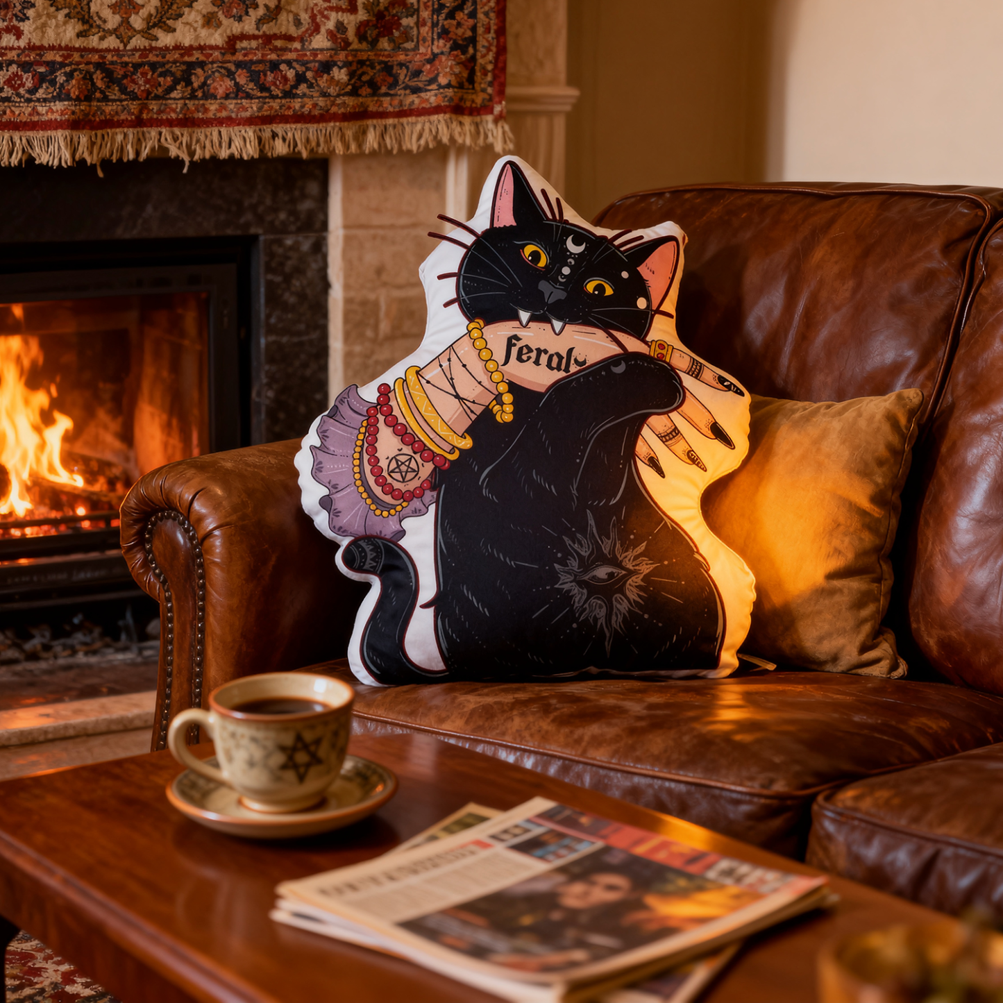 Purplehecate Feral Cat Pillow