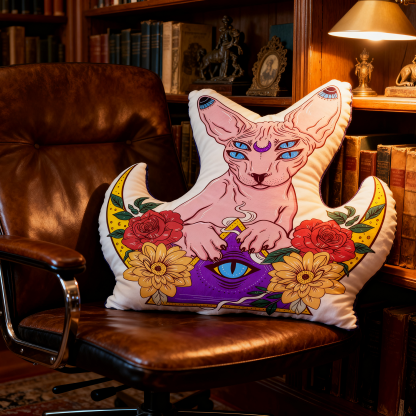 Purplehecate Moon Phase Cat Pillow