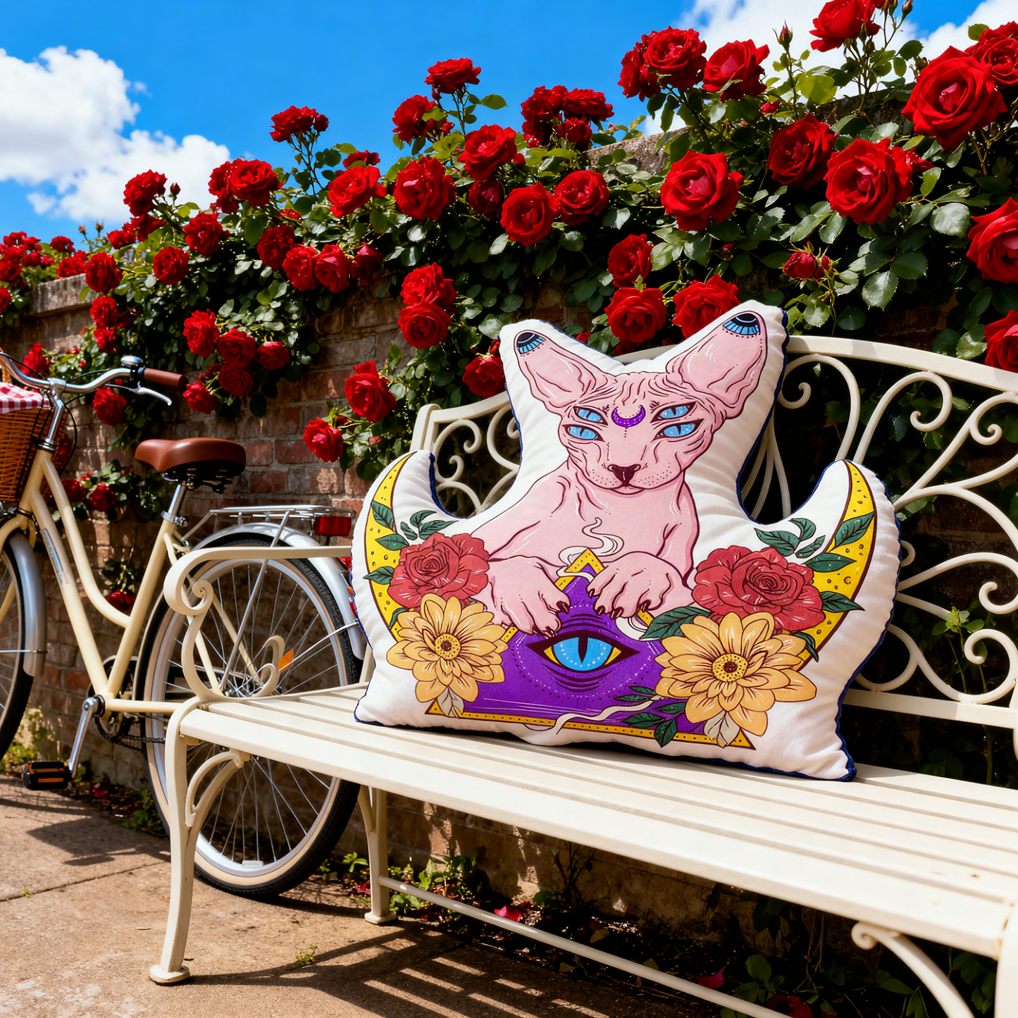 Purplehecate Moon Phase Cat Pillow