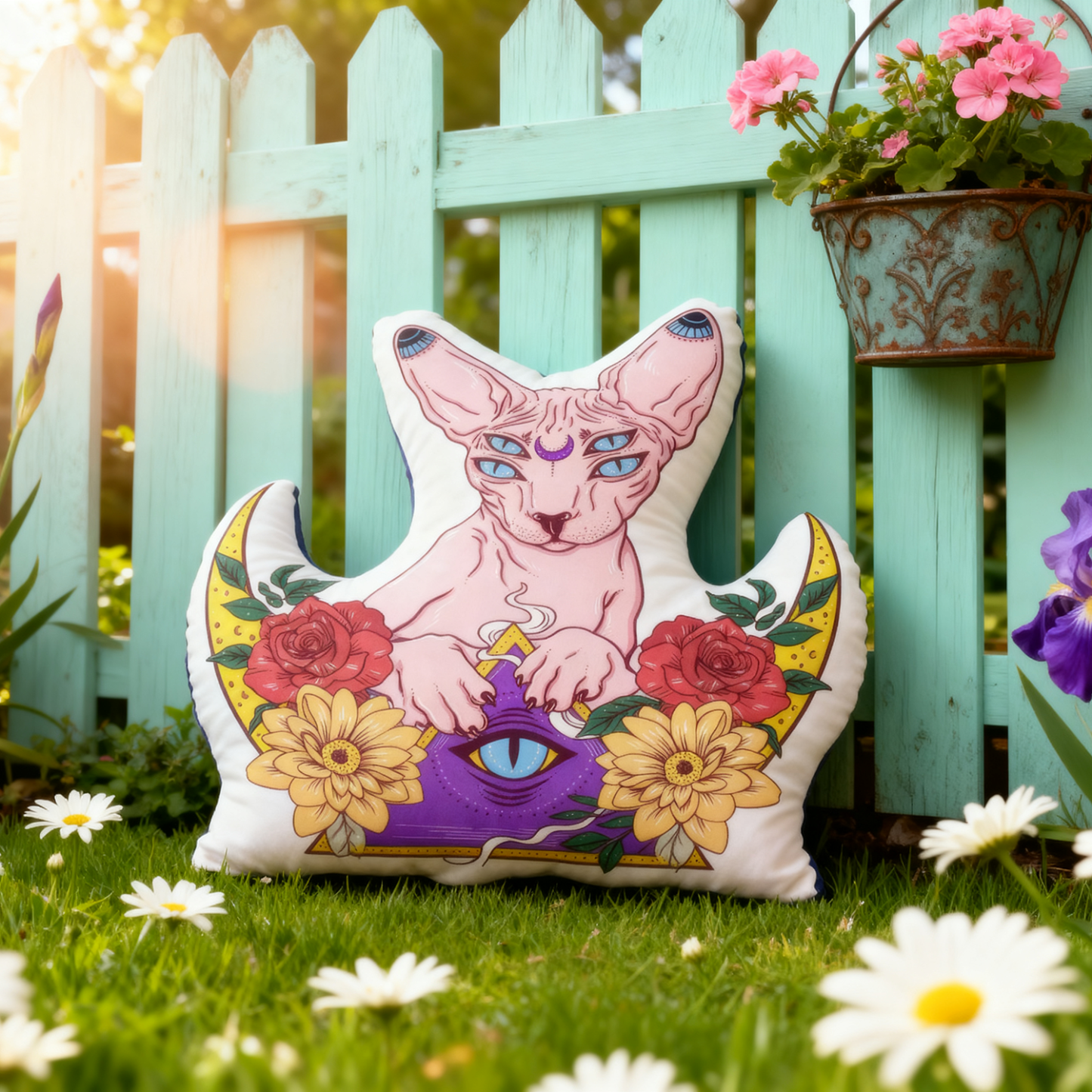 Purplehecate Moon Phase Cat Pillow