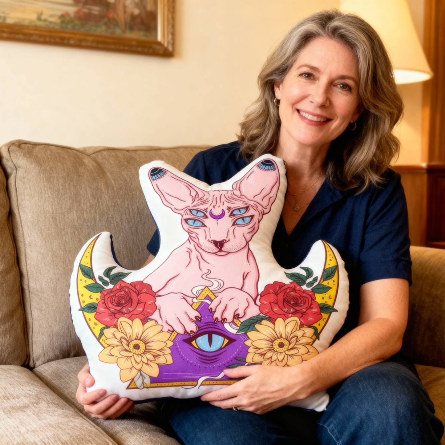 Purplehecate Moon Phase Cat Pillow