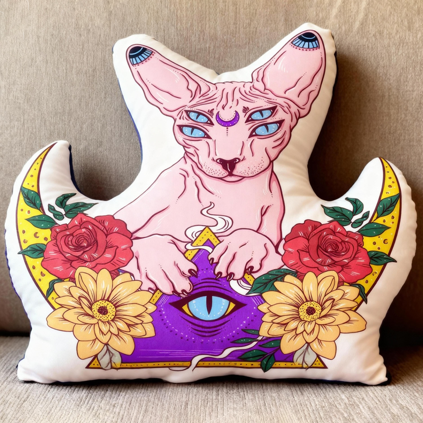 Purplehecate Moon Phase Cat Pillow