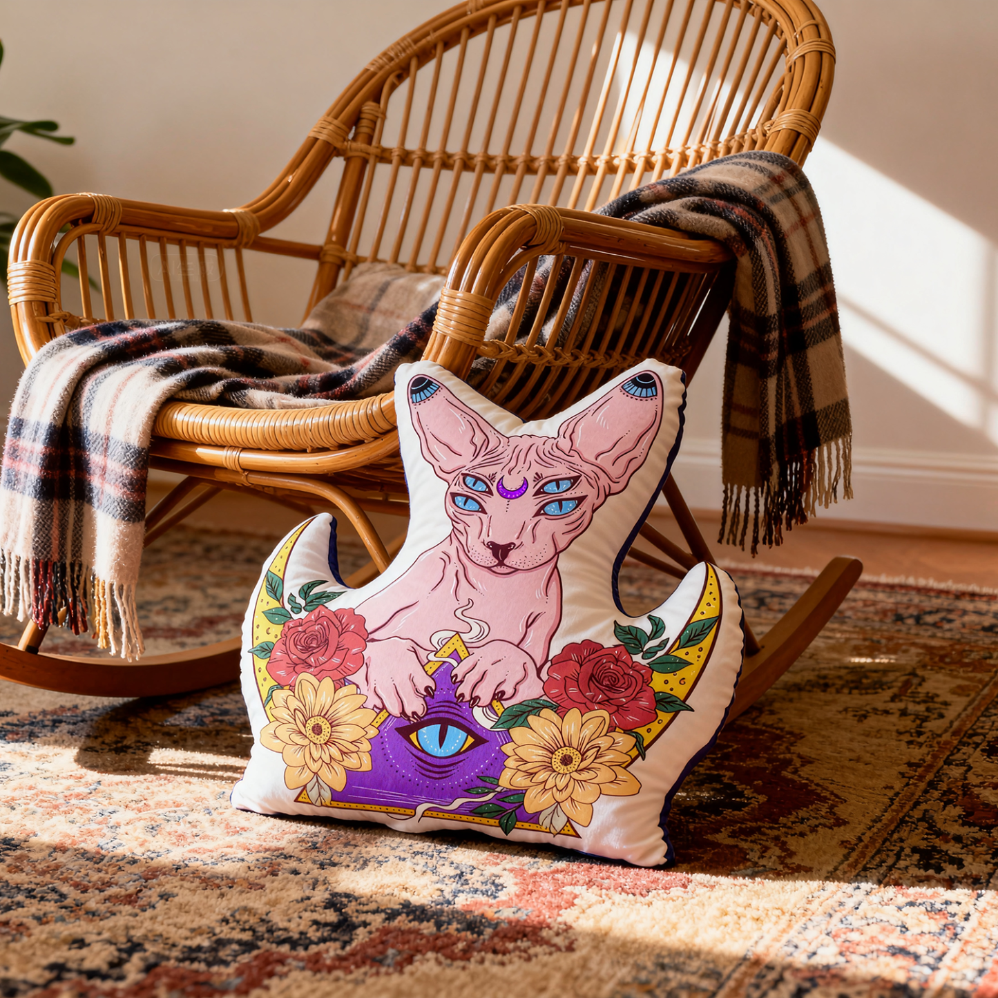 Purplehecate Moon Phase Cat Pillow