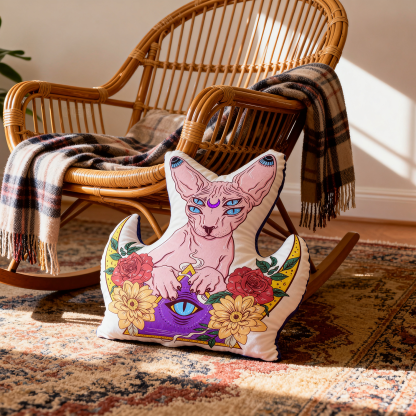Purplehecate Moon Phase Cat Pillow