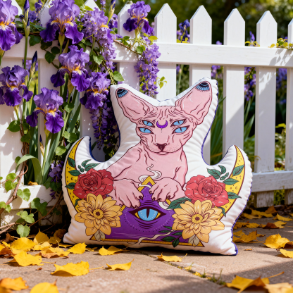 Purplehecate Moon Phase Cat Pillow