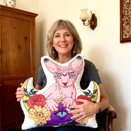 Purplehecate Moon Phase Cat Pillow