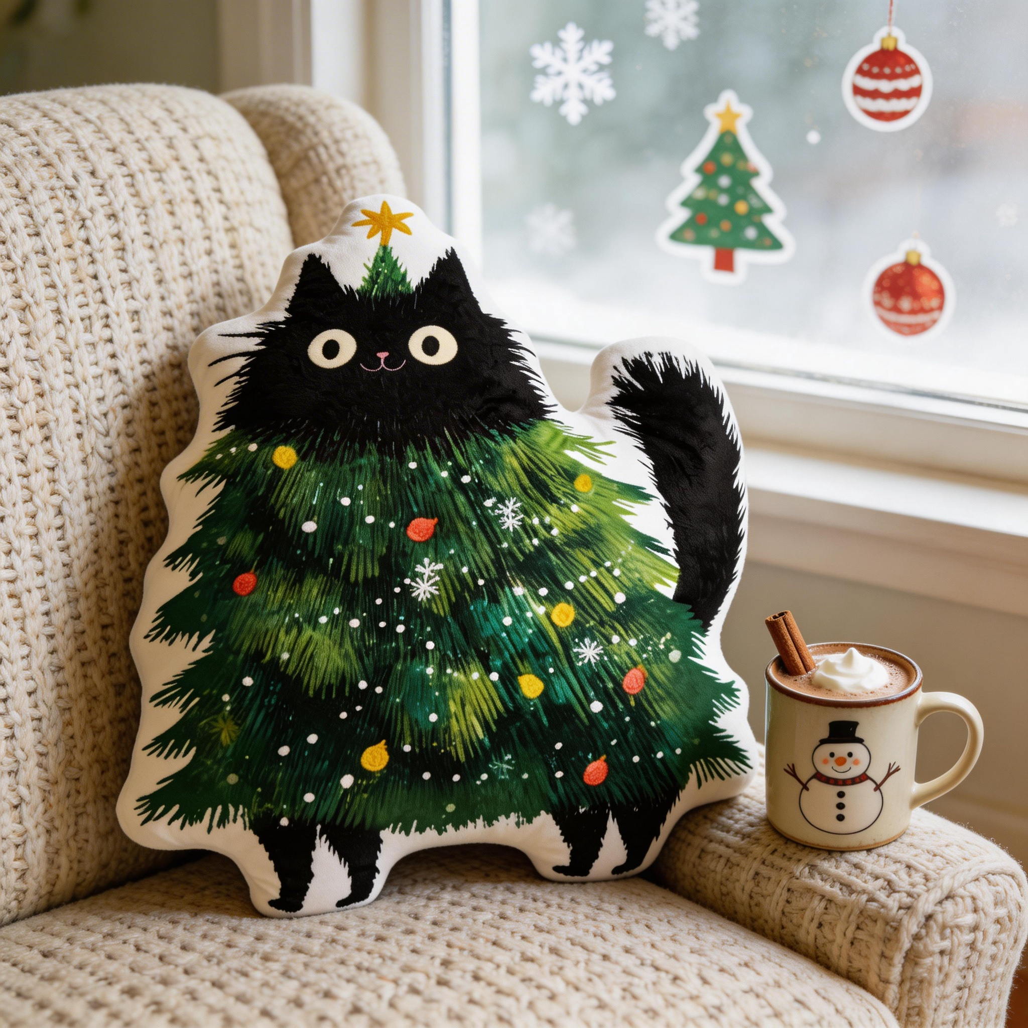 Purplehecate Black Cats Christmas Tree Pillow