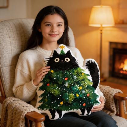 Purplehecate Black Cats Christmas Tree Pillow