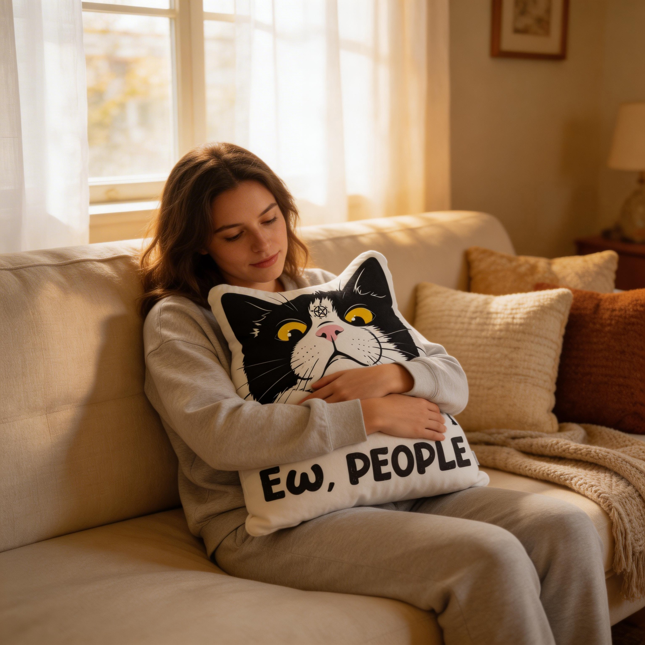 Purplehecate Ew People Cat Pillow