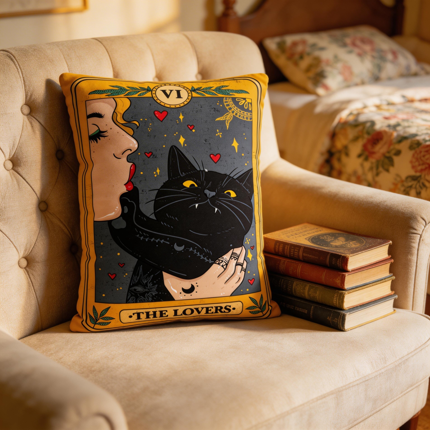 Purplehecate The Lovers Cat Tarot Pillow