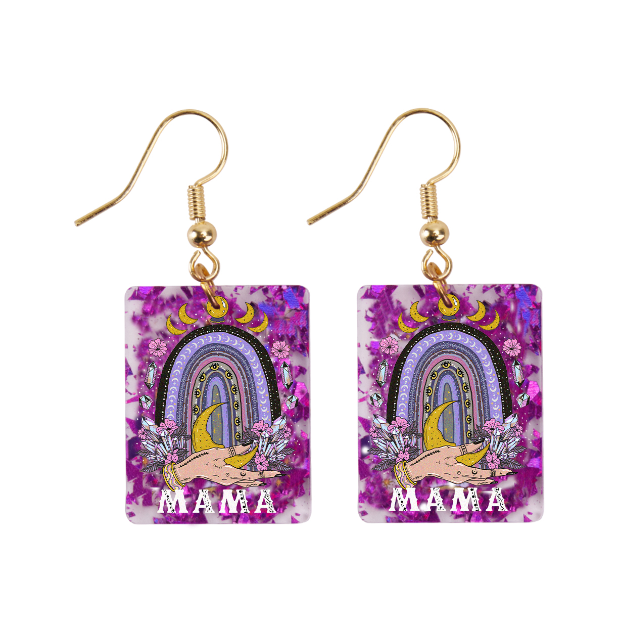 Purplehecate Gothic Mama Rainbow Purple fragments Acrylic Earrings