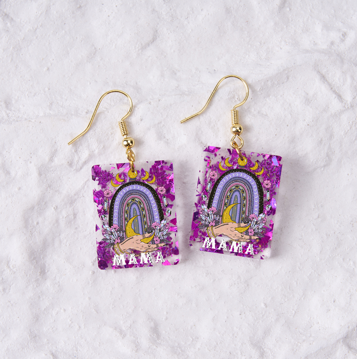 Purplehecate Gothic Mama Rainbow Purple fragments Acrylic Earrings