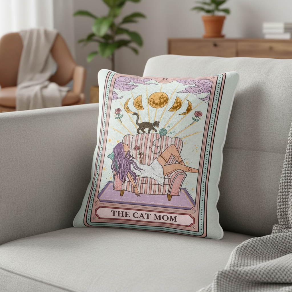 Purplehecate The Cat Mom Tarot Pillow