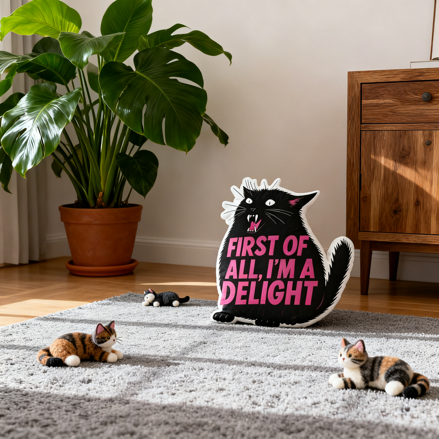 Purplehecate First Of All I'm A Delight Cat Pillow