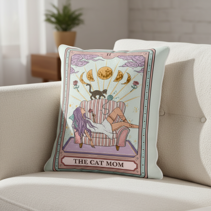 Purplehecate The Cat Mom Tarot Pillow