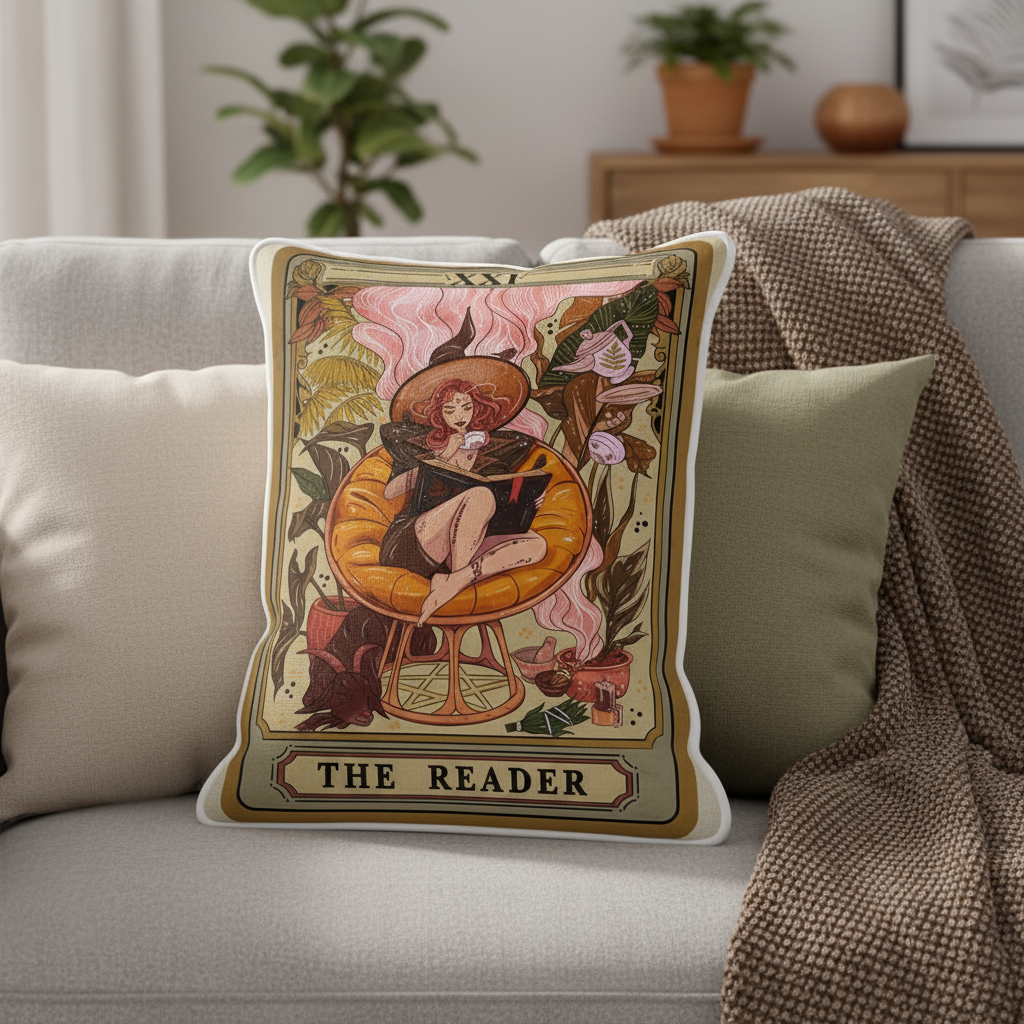 Purplehecate The Reader Tarot Card Pillow