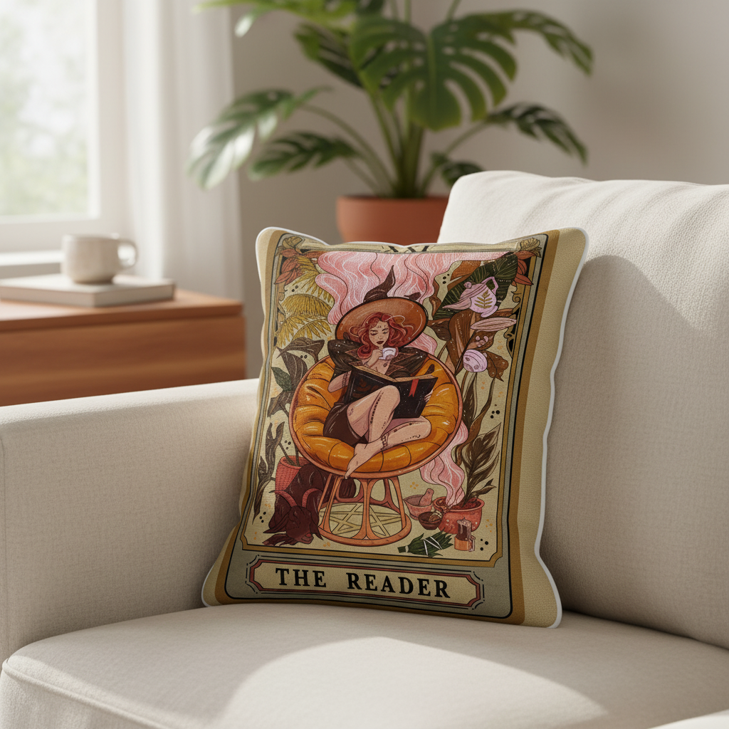 Purplehecate The Reader Tarot Card Pillow
