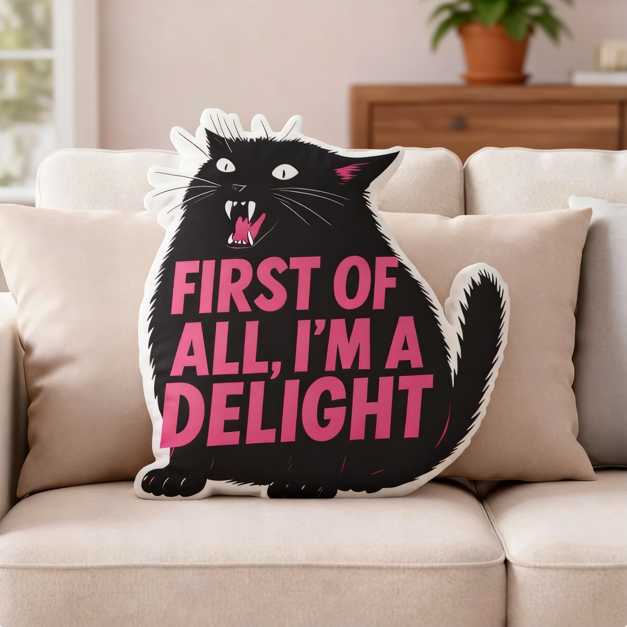 Purplehecate First Of All I'm A Delight Cat Pillow