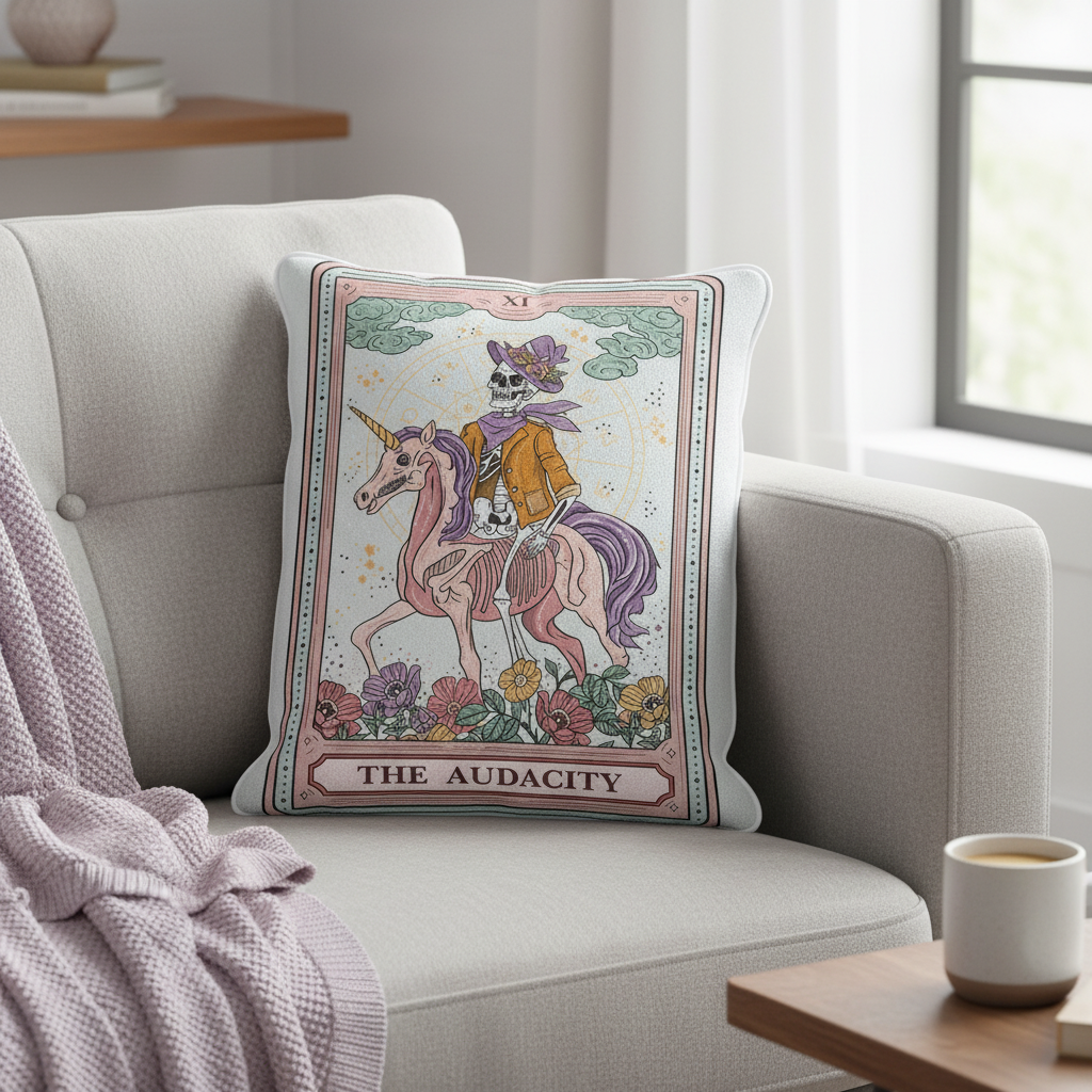 Purplehecate The Audacity Tarot Card Pillow