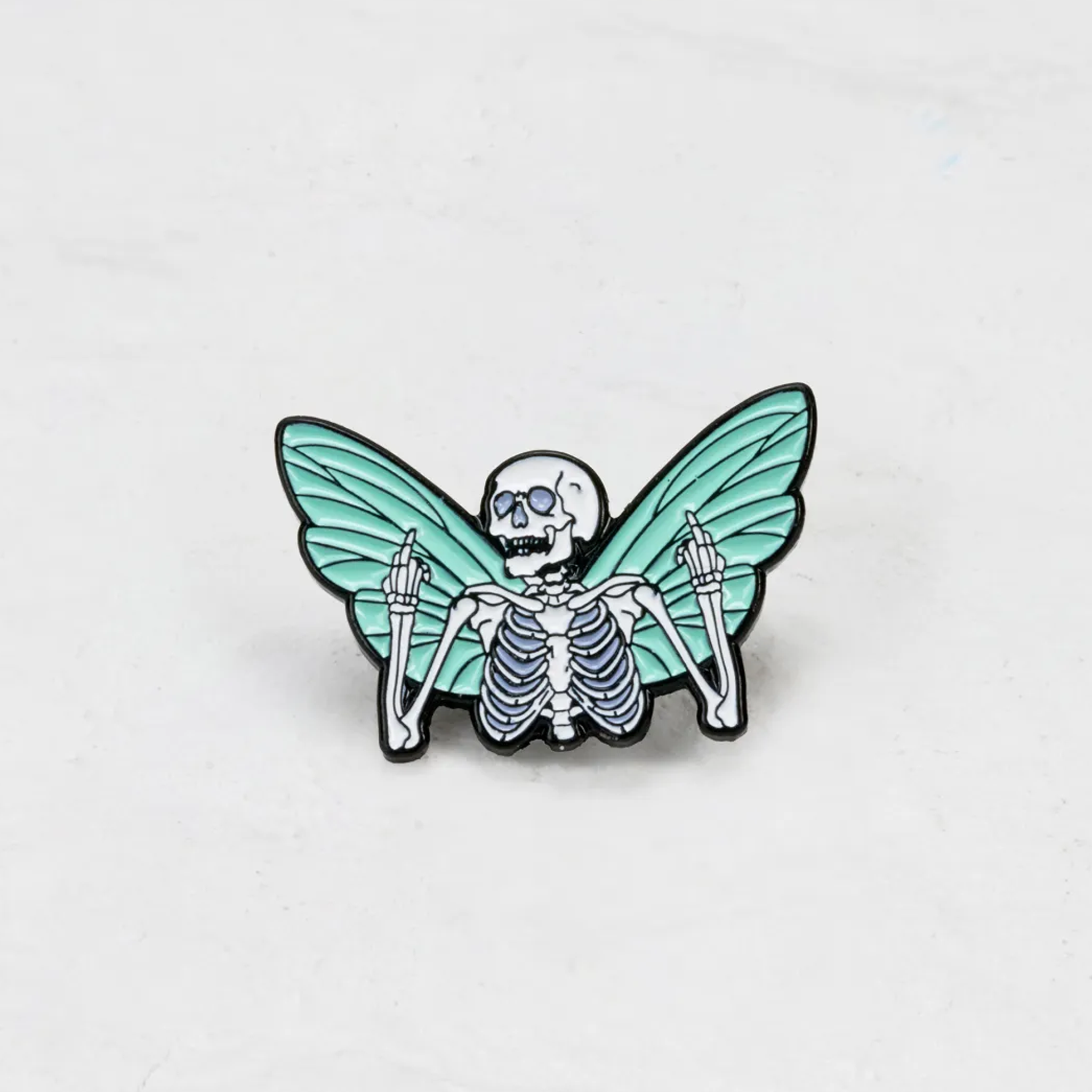 Purplehecate The Winged Skeleton with Middle Fingers Pin