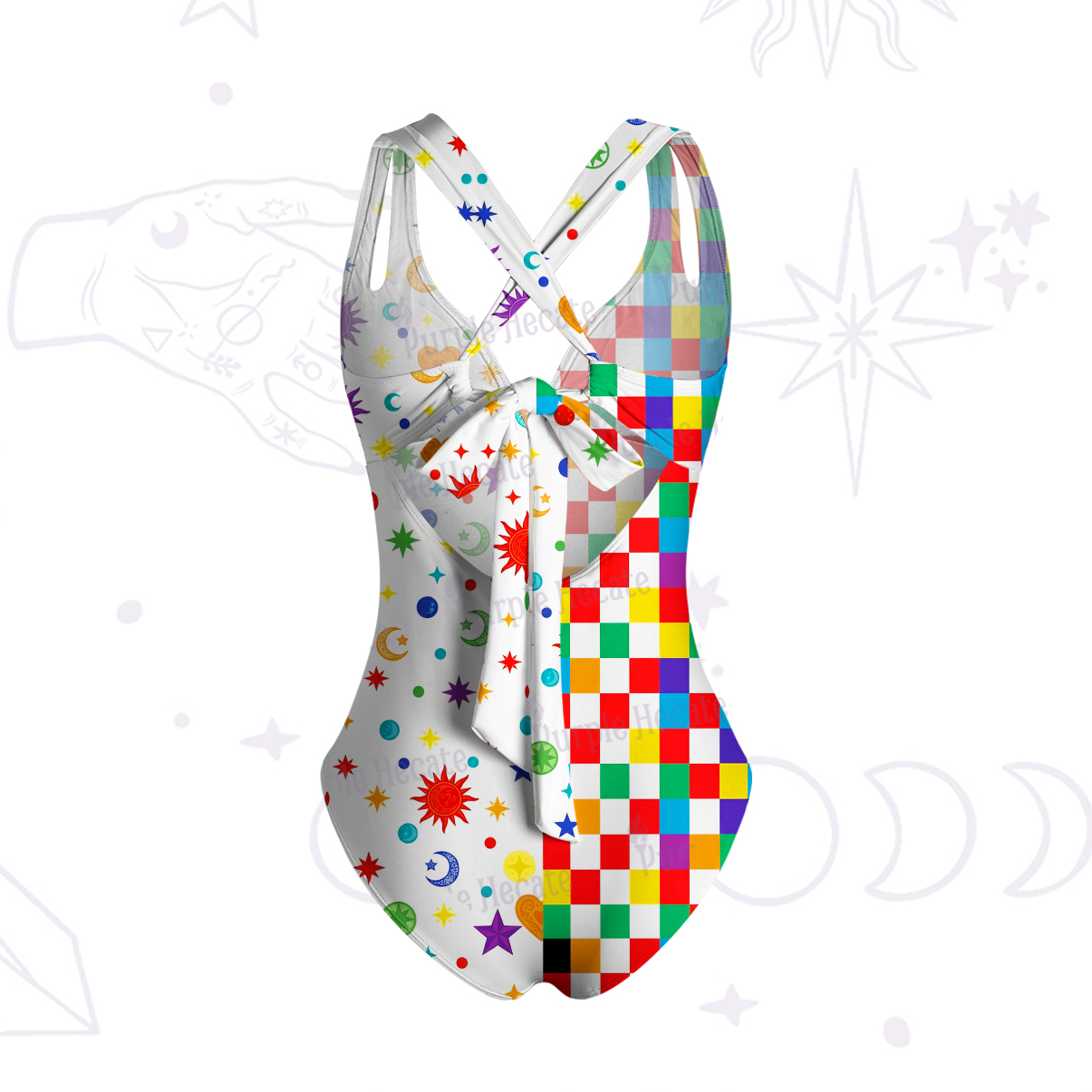 Purplehecate Celestial Rainbow Blocks One-Piece Swimsuit