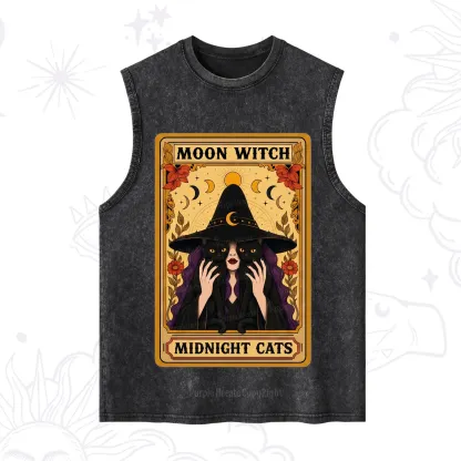 Purplehecate The Moon Witch Midnight Cats Oracle Card Washed Tank