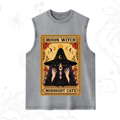 Purplehecate The Moon Witch Midnight Cats Oracle Card Washed Tank