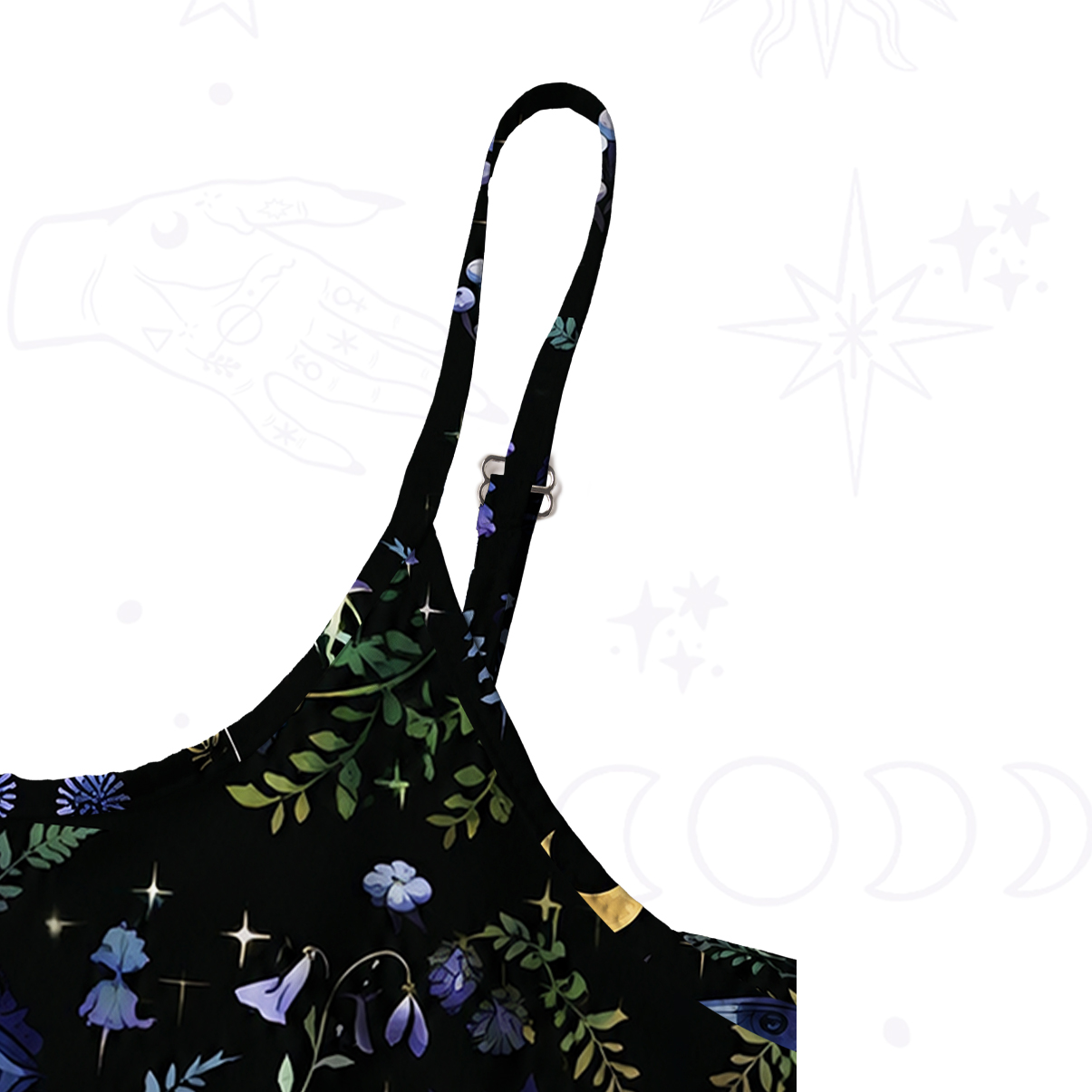 Purplehecate Moon Moth Witchery Spaghetti Strap Midi Dress