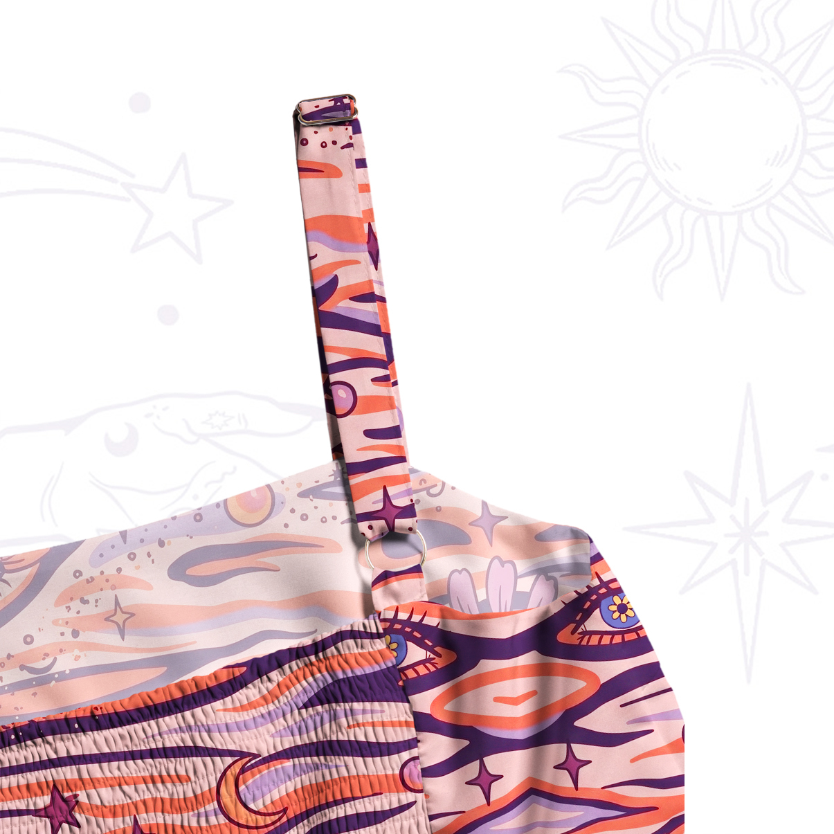 Purplehecate Flaming Spirit Eyes Wide Straps Maxi Dress