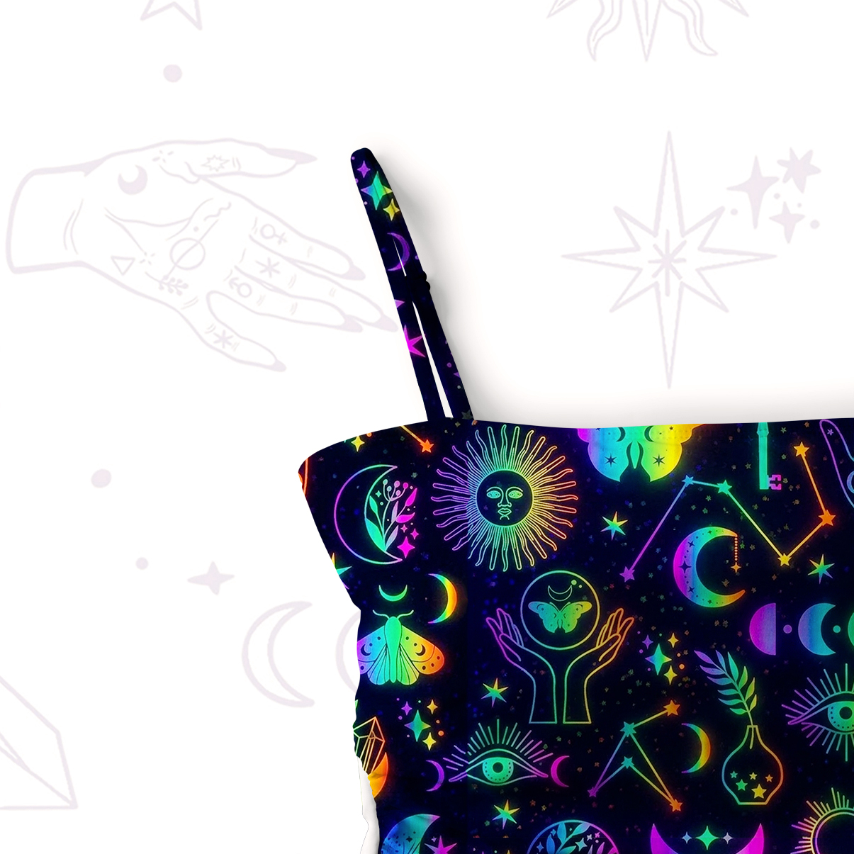 Purplehecate Blacklight Butterfly Slim-Strap Swimsuit