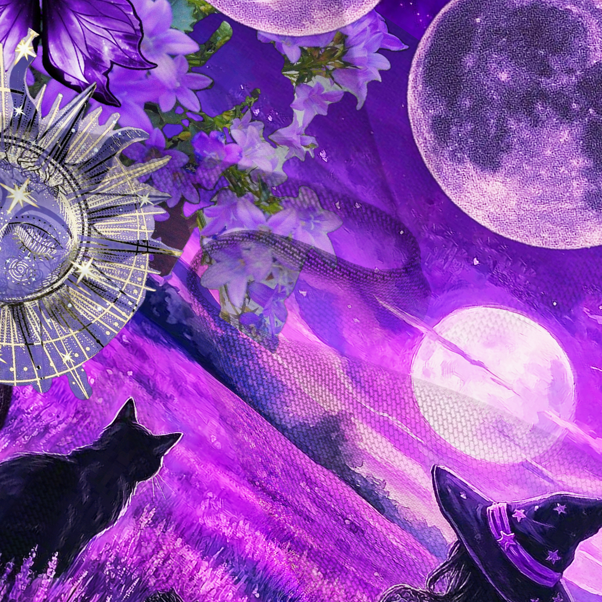 Purplehecate Witchy Black Cat Moon Mesh Cover Up Dress