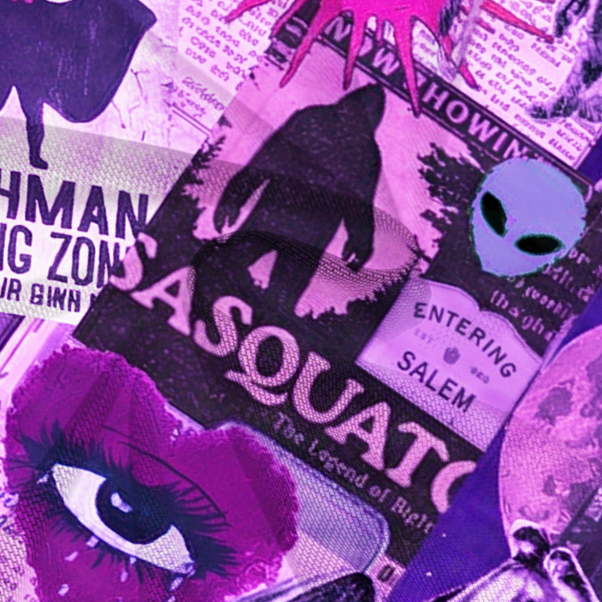 Purplehecate Cryptid Warning Collage Mesh Cover Up Dress