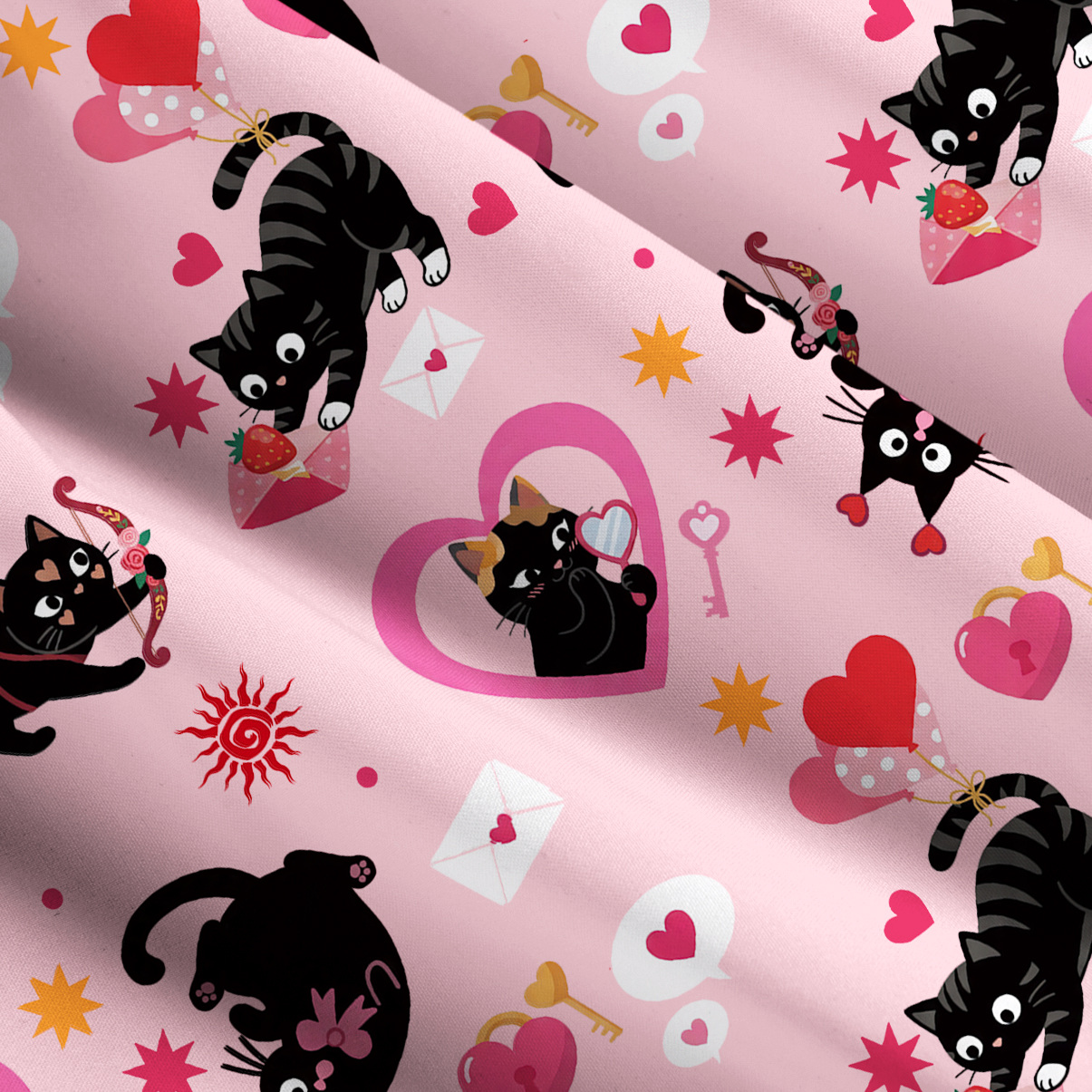 Purplehecate Pink Magic Black Cat Wide Straps Maxi Dress