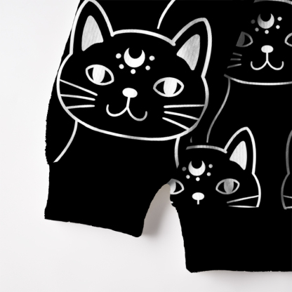 Purplehecate Sketchy Cat Ugly Cardigan Sweaters