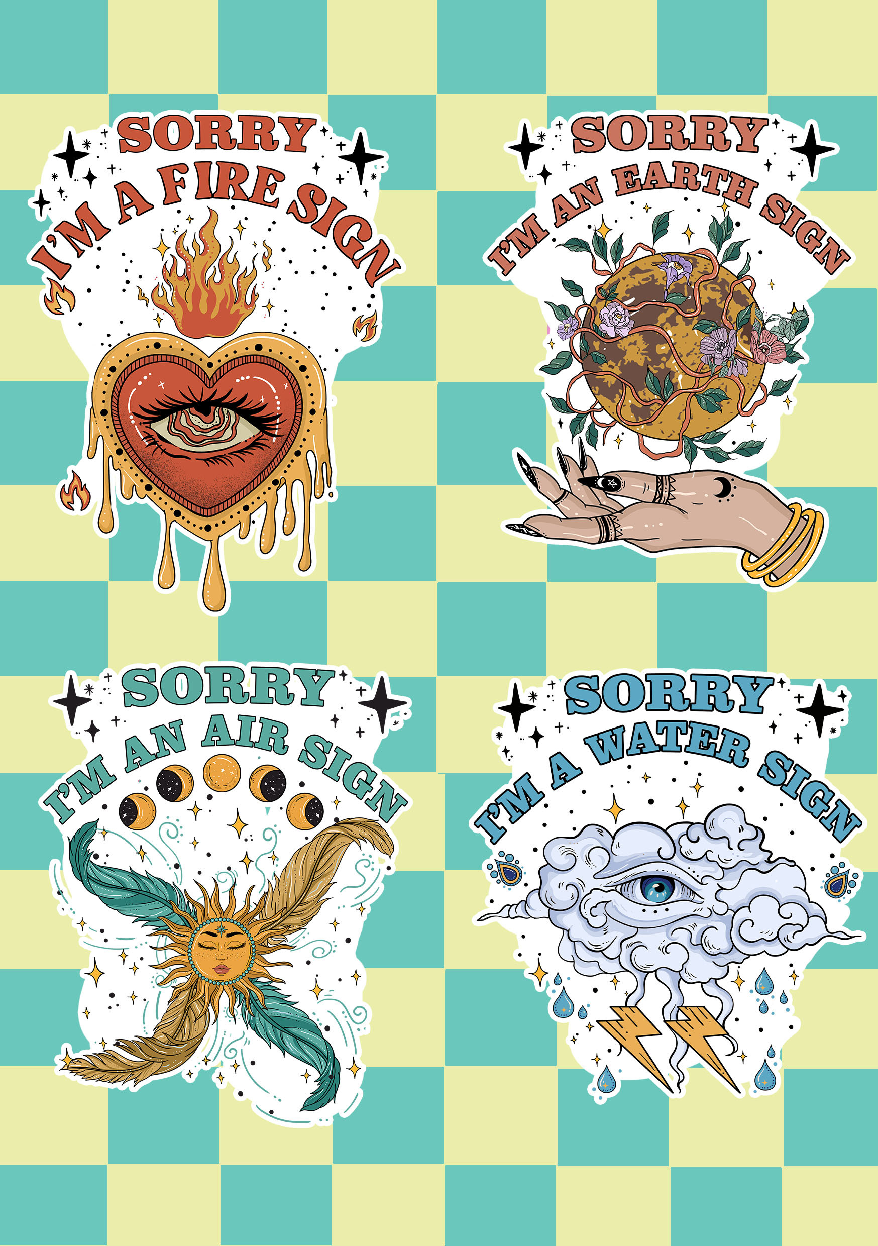 Purplehecate Zodiac Stickers Pack Of 4