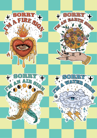 Purplehecate Zodiac Stickers Pack Of 4