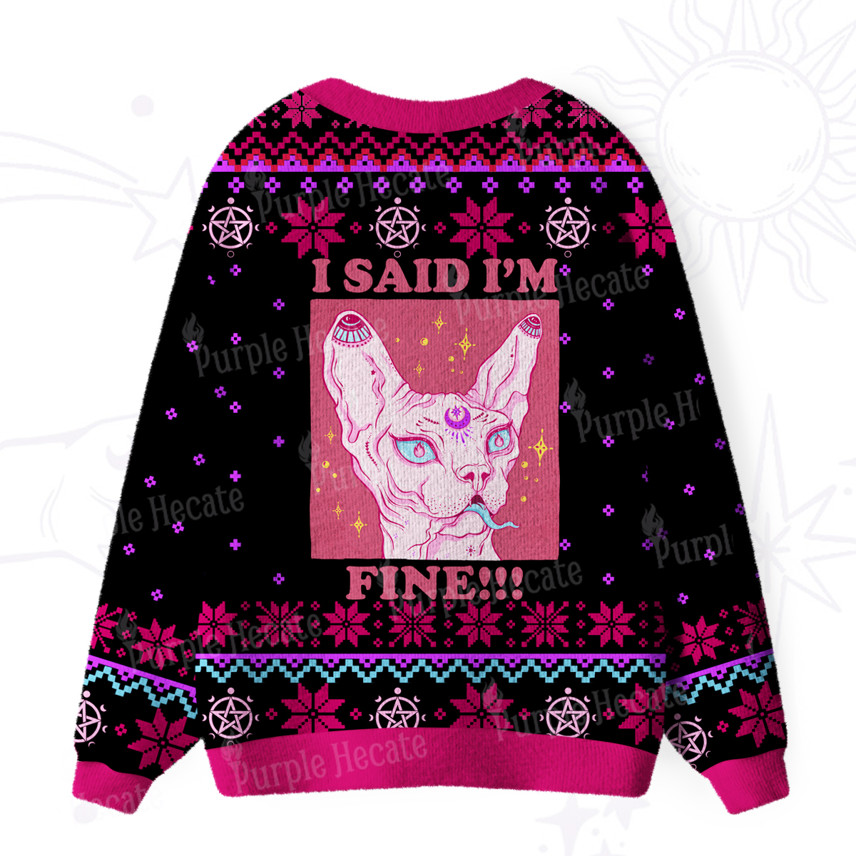 Purplehecate I Said I'm Fine Ugly Cardigan Sweaters
