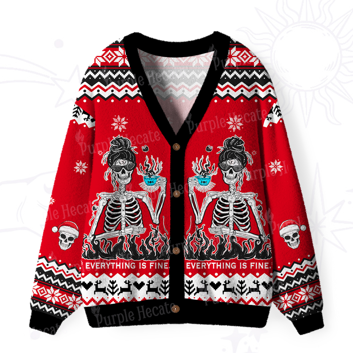 Purplehecate Everything Is Fine Ugly Cardigan Sweaters