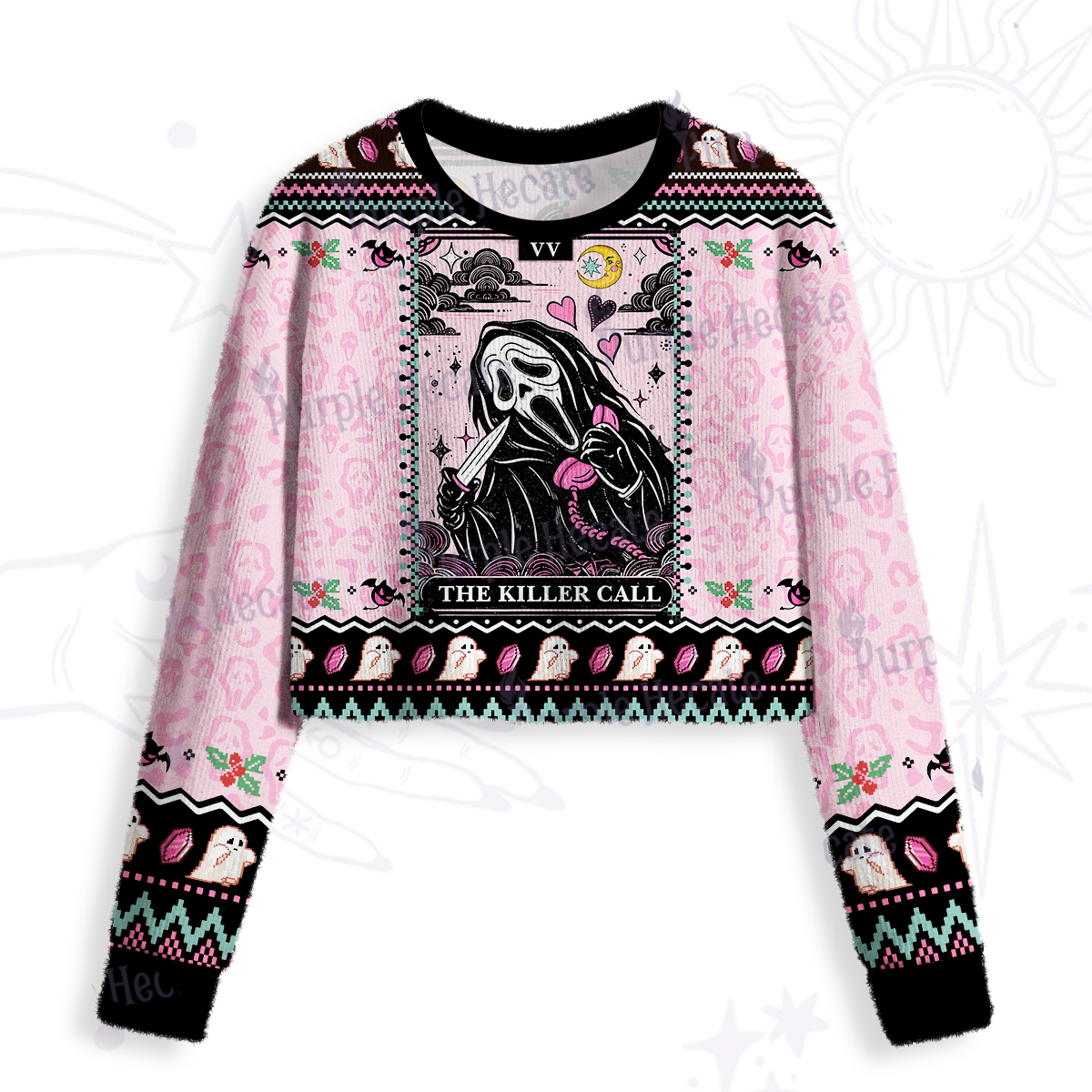 Purplehecate The Killer Call Crop Fuzzy Ugly Sweatshirt